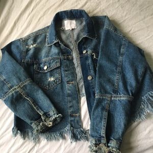 distressed zara denim jacket